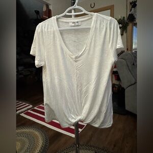 Double Zero Women's Ivory Twist Hem Tee